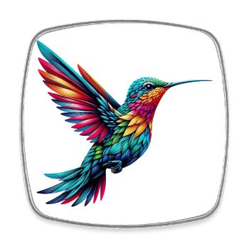 Kolibri - Viereckiger Kühlschrankmagnet - Weiß - Vorne