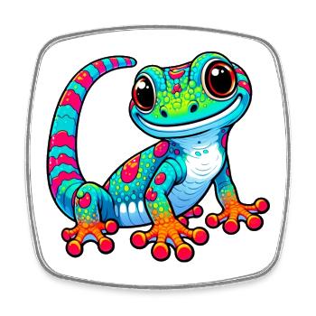 Gecko - Viereckiger Kühlschrankmagnet - Weiß - Vorne