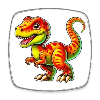Dinosaurier - Viereckiger Kühlschrankmagnet - Weiß - Vorne