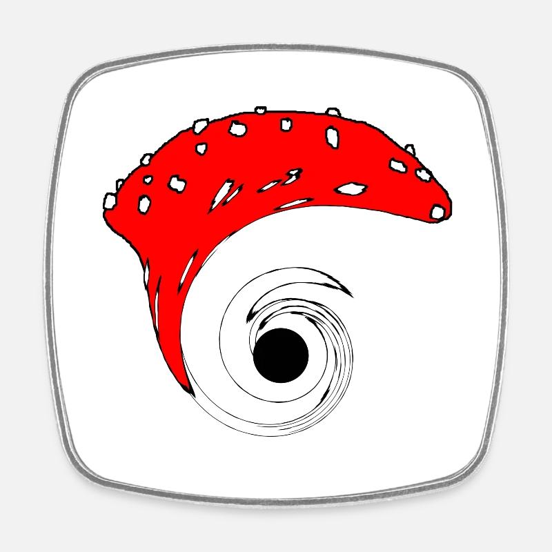 Black Hole Mushroom - Square fridge magnet - white