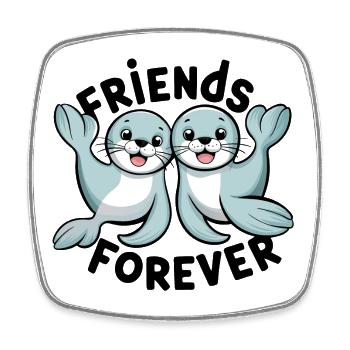 Two Funny Seal Friends Forever - Square fridge magnet - white - Front