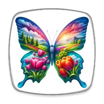 Schmetterlingsblumen Tulpen Tulpe Holland - Viereckiger Kühlschrankmagnet - Weiß - Vorne