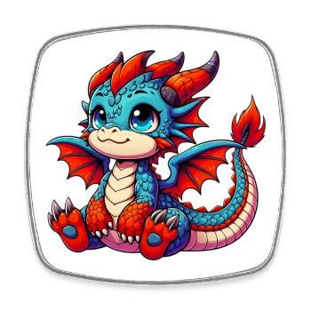 Dragon - Magnet carré - blanc - Devant