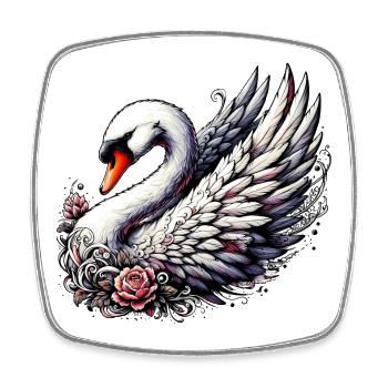 Schwan - Viereckiger Kühlschrankmagnet - Weiß - Vorne