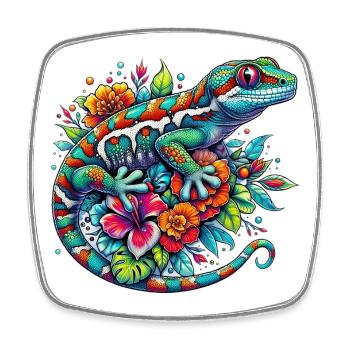 Gecko - Viereckiger Kühlschrankmagnet - Weiß - Vorne