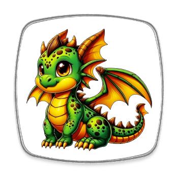 Drache - Viereckiger Kühlschrankmagnet - Weiß - Vorne