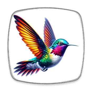 Kolibri - Viereckiger Kühlschrankmagnet - Weiß - Vorne