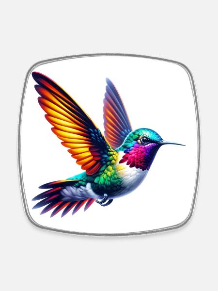 Colibri - Magnet carré - blanc