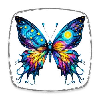 Van Gogh Schmetterling - Viereckiger Kühlschrankmagnet - Weiß - Vorne
