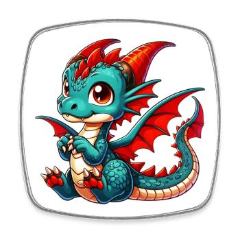Dragon - Magnet carré - blanc - Devant