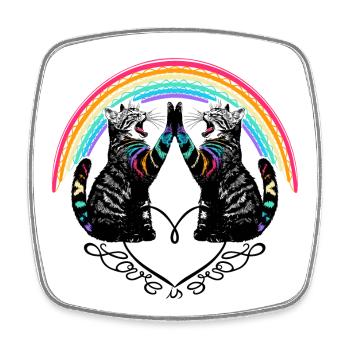 Cats Rainbow Love is Love Reflection - Square fridge magnet - white - Front