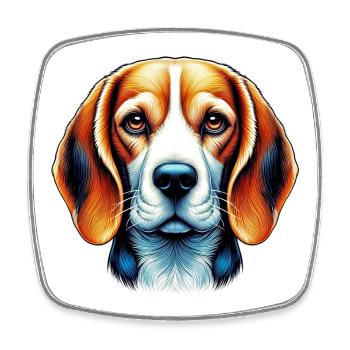 Beagle Hund - Viereckiger Kühlschrankmagnet - Weiß - Vorne