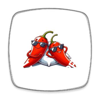 Chili Red Hot Chilling Peppers Pun Chill - Magnet carré - blanc - Devant