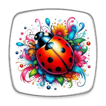 Coccinelle - Magnet carré - blanc - Devant