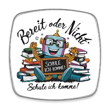 Einschulung erster Schultag kleiner Roboter - Viereckiger Kühlschrankmagnet - Weiß - Vorne