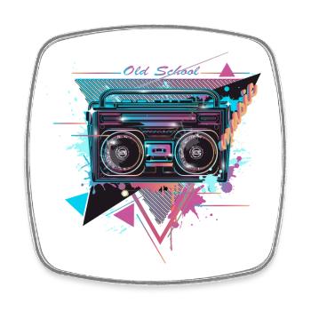 Kassetten Recorder im 80er Neon Graffiti Look - Viereckiger Kühlschrankmagnet - Weiß - Vorne