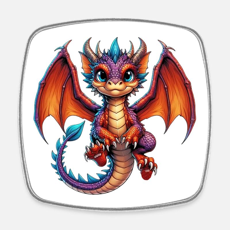 Drache - Viereckiger Kühlschrankmagnet - Weiß