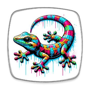 Gecko - Square fridge magnet - white - Front