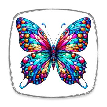 Papillon - Magnet carré - blanc - Devant
