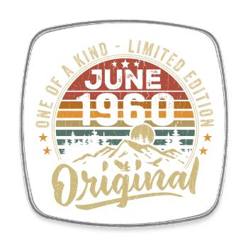 June 1960 Vintage Birthday Gift 1960 June - Square fridge magnet - white - Front