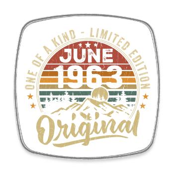 June 1963 Vintage Birthday Gift 1963 June - Square fridge magnet - white - Front