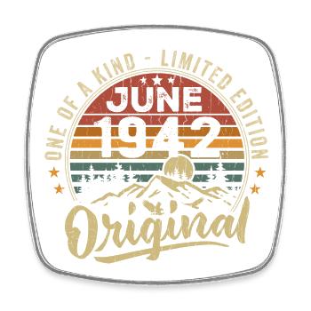 June 1942 Vintage Birthday Gift 1942 June - Square fridge magnet - white - Front
