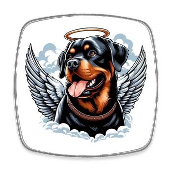Süßer Rottweiler Engel Heiligenschein - Viereckiger Kühlschrankmagnet - Weiß - Vorne