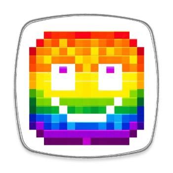 Pixelated Rainbow Smile Face - Square fridge magnet - white - Front