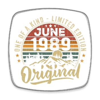 Juin 1989 Vintage Cadeau D’anniversaire 1989 Juin - Magnet carré - blanc - Devant
