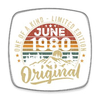 Juin 1980 Vintage Cadeau D’anniversaire 1980 Juin - Magnet carré - blanc - Devant