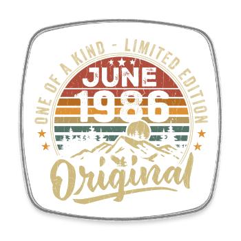 Juin 1986 Vintage Cadeau D’anniversaire 1986 Juin - Magnet carré - blanc - Devant