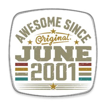Juni 2001 Geburtstagsgeschenk Juni 2001 Juni - Viereckiger Kühlschrankmagnet - Weiß - Vorne