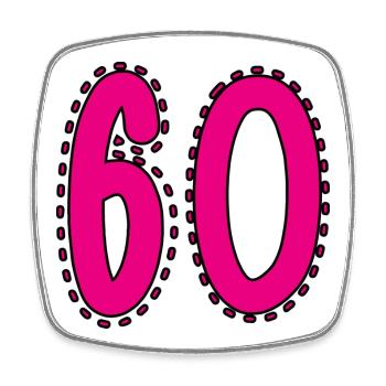 60. 60 JAHRE. 60. JAHRESTAG. 60. GEBURTSTAG. - Viereckiger Kühlschrankmagnet - Weiß - Vorne