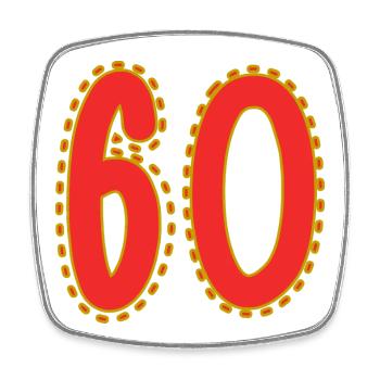 60. 60 JAHRE. 60. JAHRESTAG. 60. GEBURTSTAG. - Viereckiger Kühlschrankmagnet - Weiß - Vorne