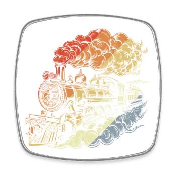 Retro Dampflokomotive - Viereckiger Kühlschrankmagnet - Weiß - Vorne