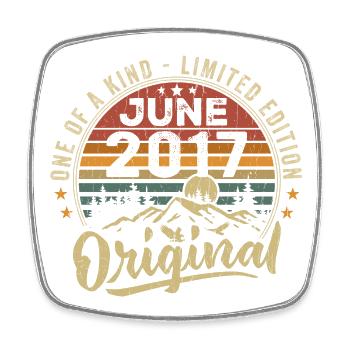 June 2017 Vintage Birthday Gift 2017 June - Square fridge magnet - white - Front