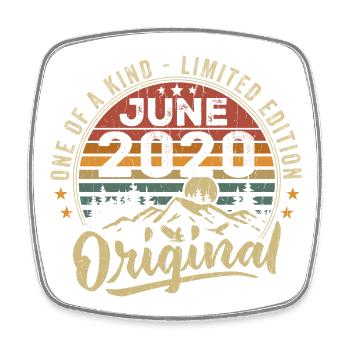 Juin 2020 Vintage Cadeau D’anniversaire 2020 Juin - Magnet carré - blanc - Devant