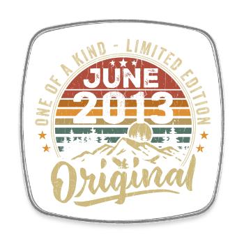 Juin 2013 Vintage Cadeau D’anniversaire 2013 Juin - Magnet carré - blanc - Devant