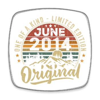 Juin 2014 Vintage Cadeau D’anniversaire 2014 Juin - Magnet carré - blanc - Devant