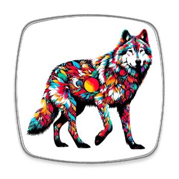 Loup - Magnet carré - blanc - Devant