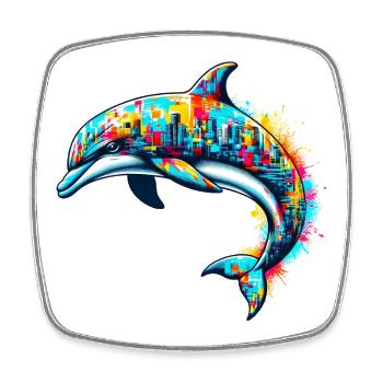 Delfin - Viereckiger Kühlschrankmagnet - Weiß - Vorne