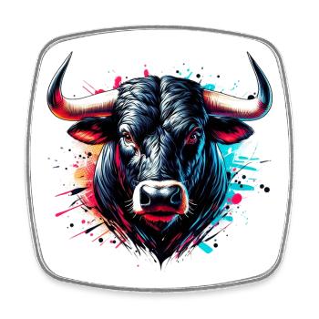 Stier - Viereckiger Kühlschrankmagnet - Weiß - Vorne