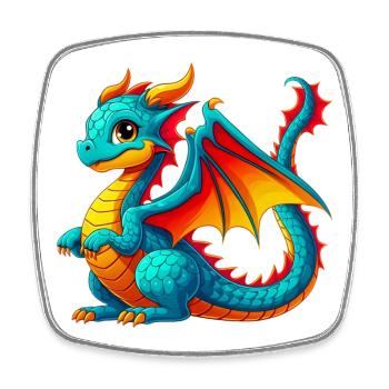 Dragon - Magnet carré - blanc - Devant