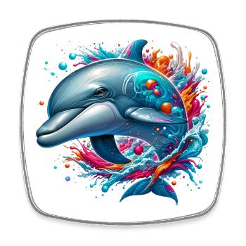 Delfin - Viereckiger Kühlschrankmagnet - Weiß - Vorne