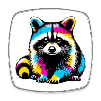 Raccoon - Square fridge magnet - white - Front