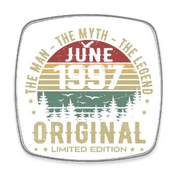 1997 June 1997 Birthday June 1997 June Gift - Square fridge magnet - white - Front