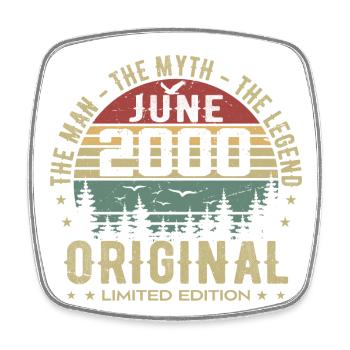 2000 June 2000 Birthday June 2000 June Gift - Square fridge magnet - white - Front