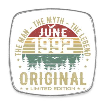 1992 June 1992 Birthday June 1992 June Gift - Square fridge magnet - white - Front