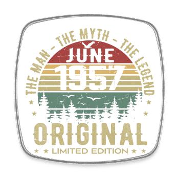 1957 June 1957 Birthday June 1957 June Gift - Square fridge magnet - white - Front