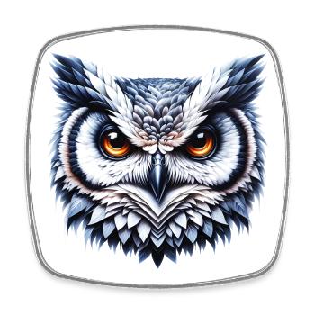 Hibou - Magnet carré - blanc - Devant